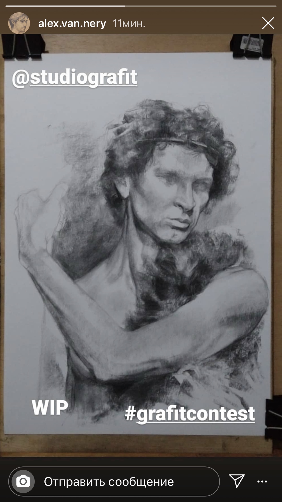Session in Viktor Titov's studio - graphite, paper, north light.